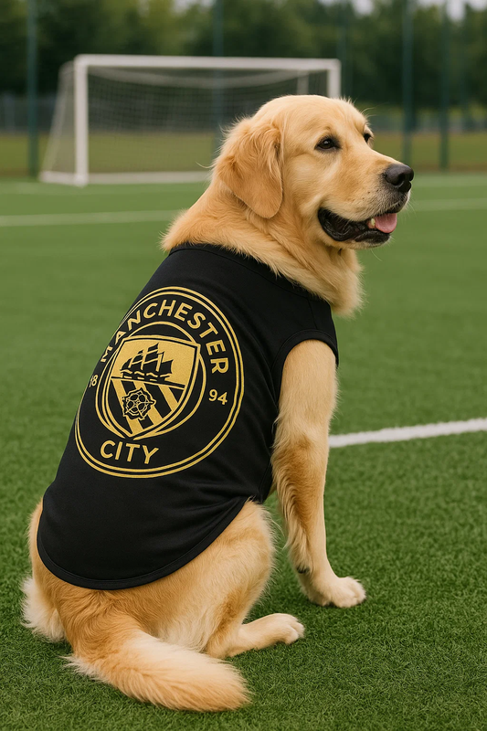 Manchester City Dog Football Shirt – Black & Gold